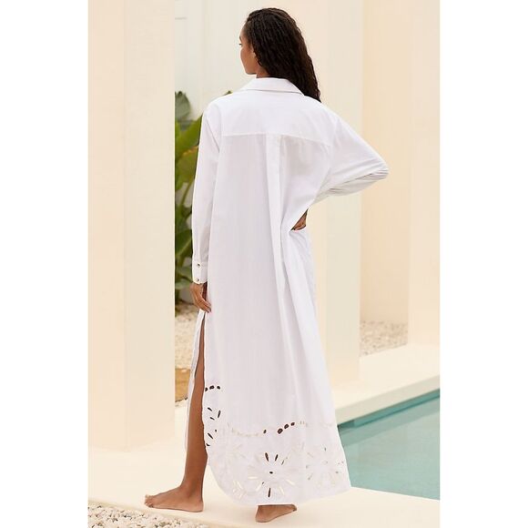 Anthropologie X Celandine Eyelet Button-Front Maxi Shirt Dress - Picture 2 of 6